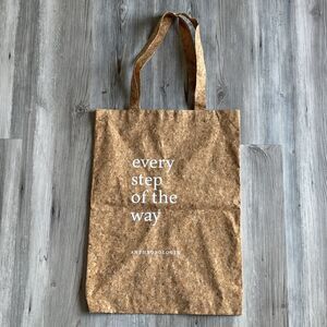 NWOT Anthropologie cork with copper glitter tote bag: “every step of the way”